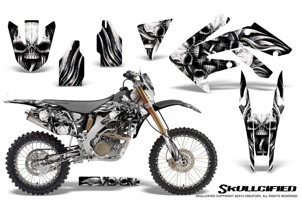 Honda CRF 250X 04-12 Graphics Kit Skullcified Silver NP Rims